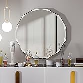SNUGACE Single Beveled Edge Circle Mirror Frameless Wall Mount Round Bathroom Vanity Mirror, 20”