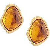 MINACHI Green Faceted Teardrop Stud Earrings for Women, Emerald-Tone Look, Lightweight Vintage-Inspired Studs