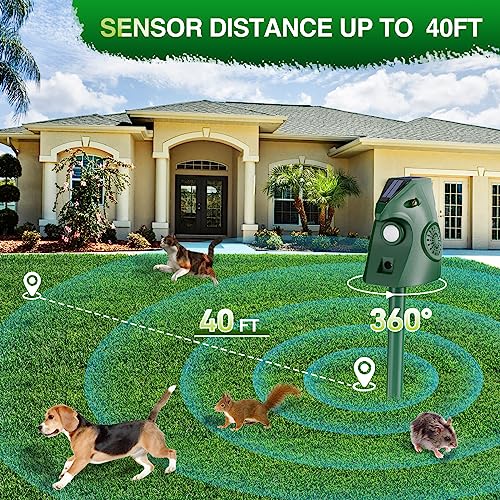 outsweat Outdoor Cat Repellent, Ultrasonic Cat Repellent Solar Cat Dog Repellent USB Solar Charging, Cat Dog Garden Repellent for Cats, Birds, Fox, Mouse and Rat, Pigeon, Rabbit