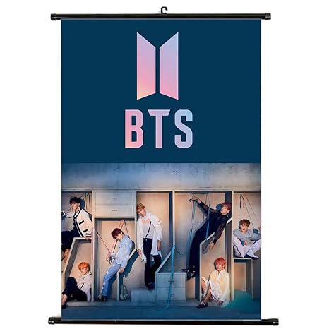 Yovvin BTS Rollbild Kakemono aus Stoff Poster, Kpop Bangtan Boys [Love Yourself ? Answer] Hanging Paintings Wall Scroll, A.R.