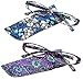 SOOLALA 2-Pair Designer Fashionable Spring Hinge Rectangular Reading Glasses w/Matching Pouch, BluePurple, +1.5