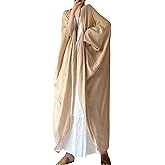 PRINCESS BRIDE Literary Painter Cotton Linen Women Lightweight Open-Front Long Cardigans Flowy Loose Outerwear Drapey Trench Coats, One Size, Beige