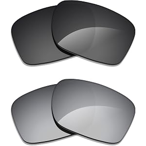 Alphax 2 Pair Polarized Replacement Lenses for Oakley Holbrook OX8100F 58mm Sunglasses- Black+Titanium