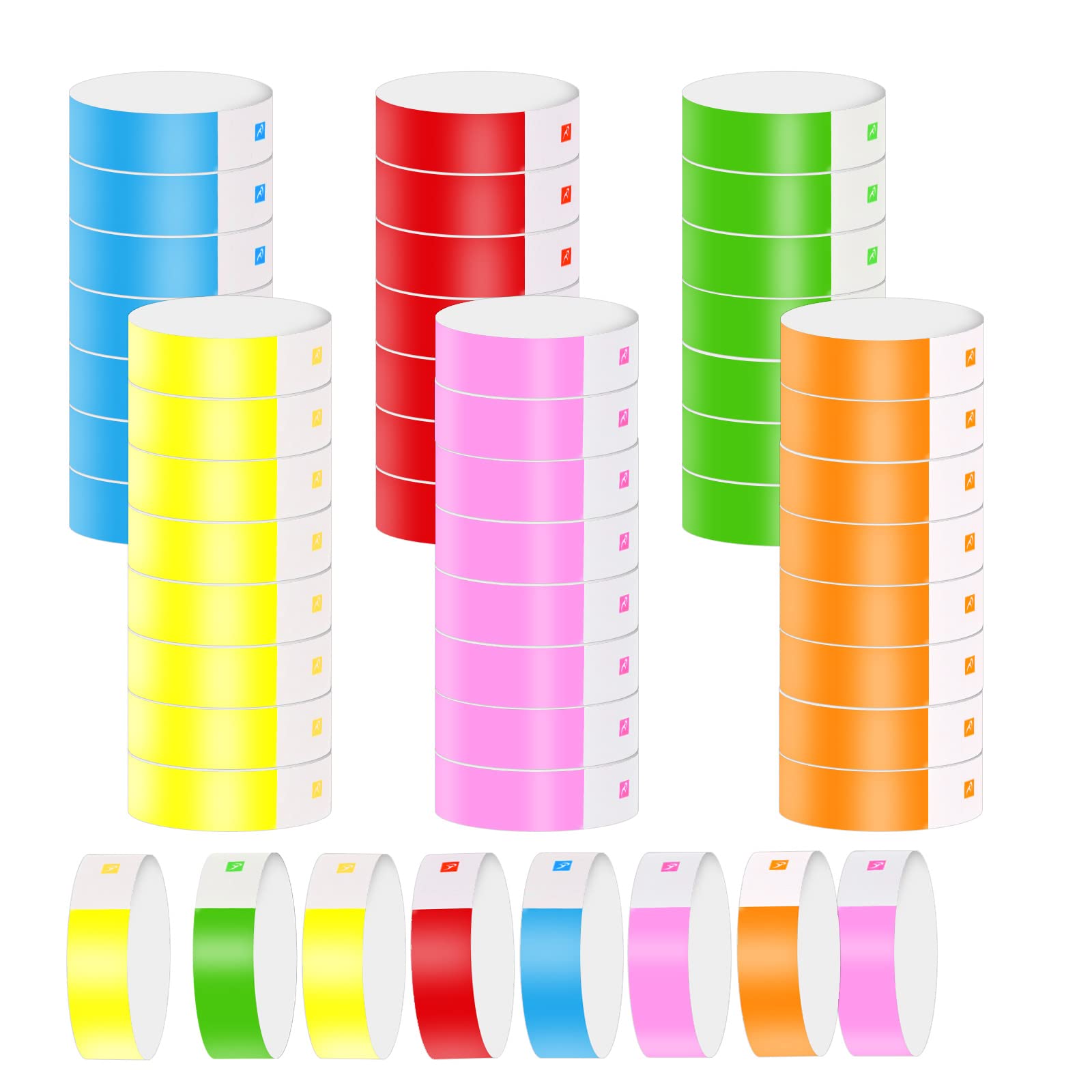 KINBOM 600 Pcs Neon Wristbands, Waterproof Paper Bracelets Event Wristbands Colorful Wrist Party Bands Armbands for Events Party Festivals Concerts and Fairs