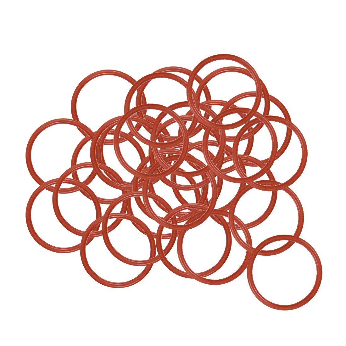 sourcing map Silicone O-Ring, 19mm OD, 16mm ID, 1.5mm Width, VMQ Seal Rings Gasket, Red, Pack of 30