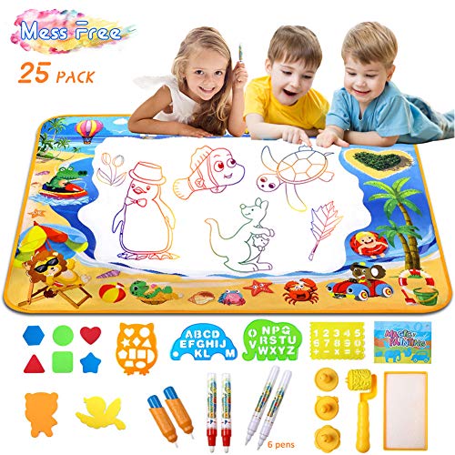 Doodle Mat Water Doodle Mat for Toddlers Aqua Drawing Doodle Mat Large Magic Aqua mat for Kids Educational Toys for Toddlers Mess Free Drawing Mat Toys Gifts for Girls and Boys 40"x 28"