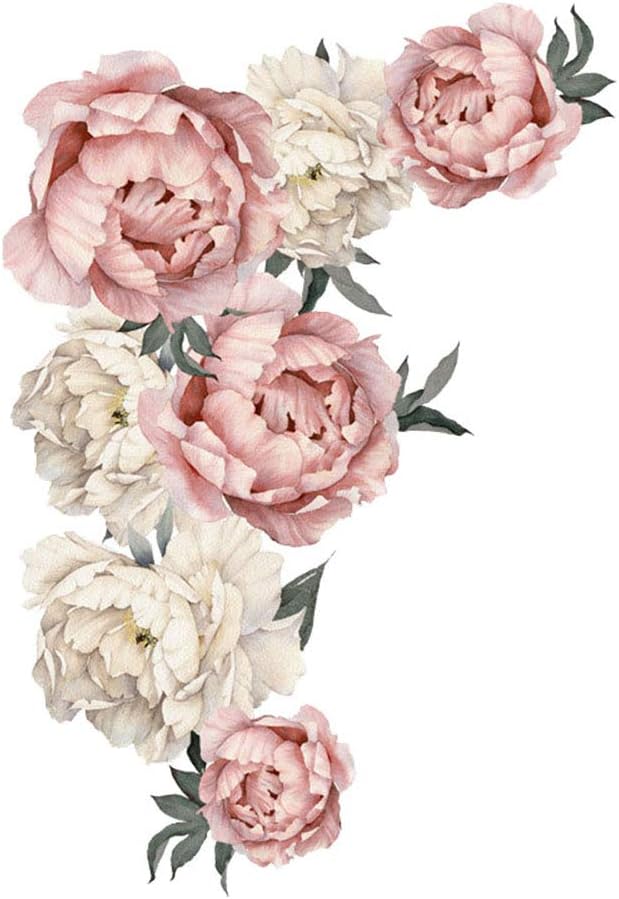 Kuizhiren1 Home Kitchen Wall Stickers Wall Decal, Fresh Peony Flower Wall Sticker Living Room Wallpaper Mural Decal Home Art Decor