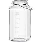 Folinstall 2 Gallon Glass Jars with Airtight Lids, 7400 ml Large Wide Mouth Glass Mason Jars with Stainless Steel Handle, Big