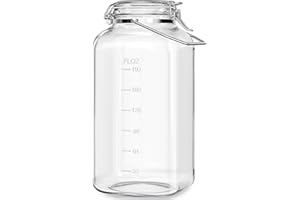 Folinstall 2 Gallon Glass Jars with Airtight Lids, 7400 ml Large Wide Mouth Glass Mason Jars with Stainless Steel Handle, Big