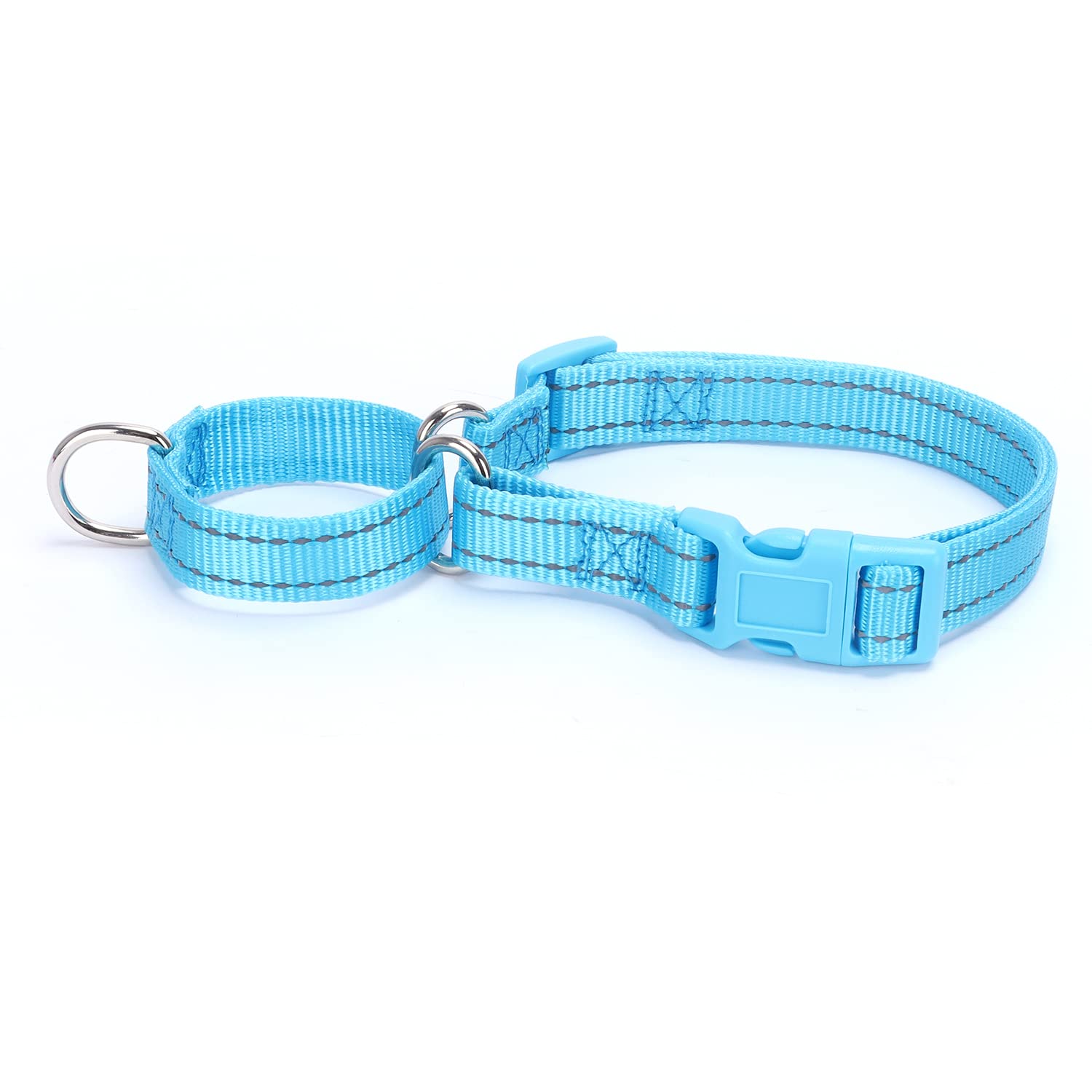 haoyueer Reflective Nylon Martingale Collar, Heavy Duty Nylon Escape-proof Martingale Dog Collar for Large Breeds Boy and Girl Dogs - Walking Training Daily Use (S, Blue)