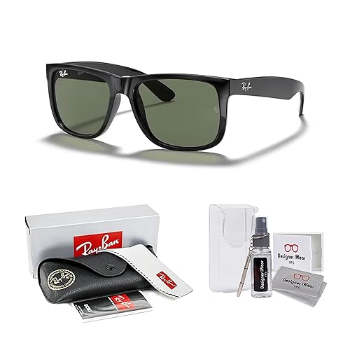 Ray-Ban RB4165 JUSTIN 601/71 55MM Black/Plastic Lens Green Square