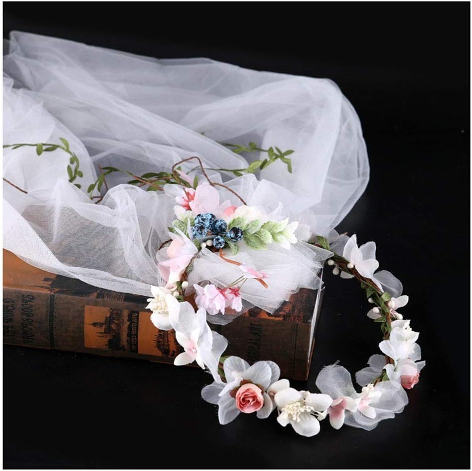 Amazon Com Wreath Flower Veil Photo Accessories Fabric Veil Hair