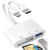 SD Card Reader for iPhone, iPad, USB C and Lightning Slots SD Card Adapter | Memory Card Reader for Camera Adapter, Compatible with Laptop, Drone, Android, Support SD, Micro SD, USB 3.0, Plug and Play