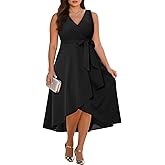 Pinup Fashion Plus Size Dresses for Wedding Guest - Women 2025 Cocktail Semi Formal High Low Sleeveless Dress