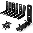 YUMORE L Bracket Corner Brace, 6Pcs 65x65mm Joint Right Angle Brackets Heavy Duty Stainless Steel 90 Degree Bracket Fastener for Wood Shelves Chair Tables Dressers Furniture with Screws, Black
