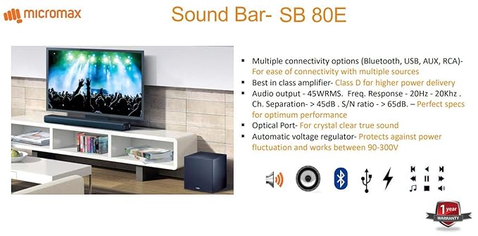 micromax sb90m 80 w bluetooth soundbar