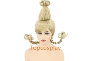 Topcosplay Womens or Girls Blonde Braids Wigs Christmas Cosutme Funny Wigs