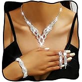 Nicute Rhinestone Jewerry Set Sparkly Earrings Bracelets And Necklace Sets Bridal Prom Jewelry Set for Wedding