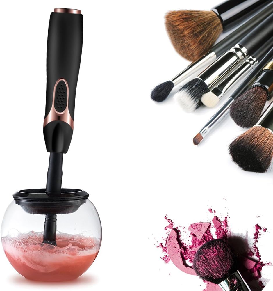 Makeup Brush Cleaner INNOLV Electric Spinning Makeup Brush Cleaner and Dryer Machine Brush Cleaner Spinner 360 Rotation Cleans and Dries all Makeup Brushes In Seconds - Black