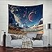 Uphome Wall Tapestry Hanging, Planet with Earth Moon and Mountains Pattern – Light-Weight Polyester Fabric Wall Decor (51