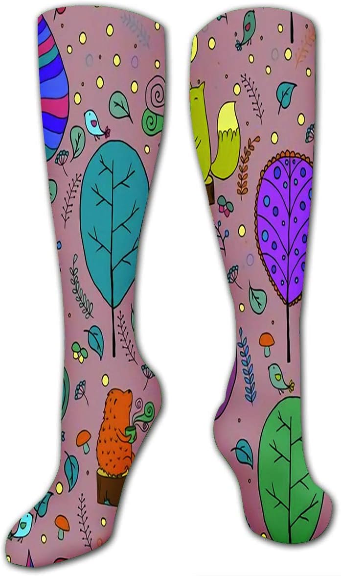 Running Socks For Men Women Floral With Crocuses Knee High Sport Socks