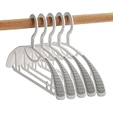 LANZYLO Non-Slip Hangers, Heavy Duty, Durable, Plastic Hanger with Rubber and Horizontal Bar for Closet, Coats, Pants, Shirts, White (20 Pack 16.3 inch)