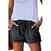 YOCUR Womens Lightweight Shorts Casual Baggy Trendy Hot Pants Elastic Waist Drawstring Comfy Shorts