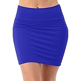 Fashionazzle Women's Casual Rayon Stretchy Bodycon Pencil Mini Skirt