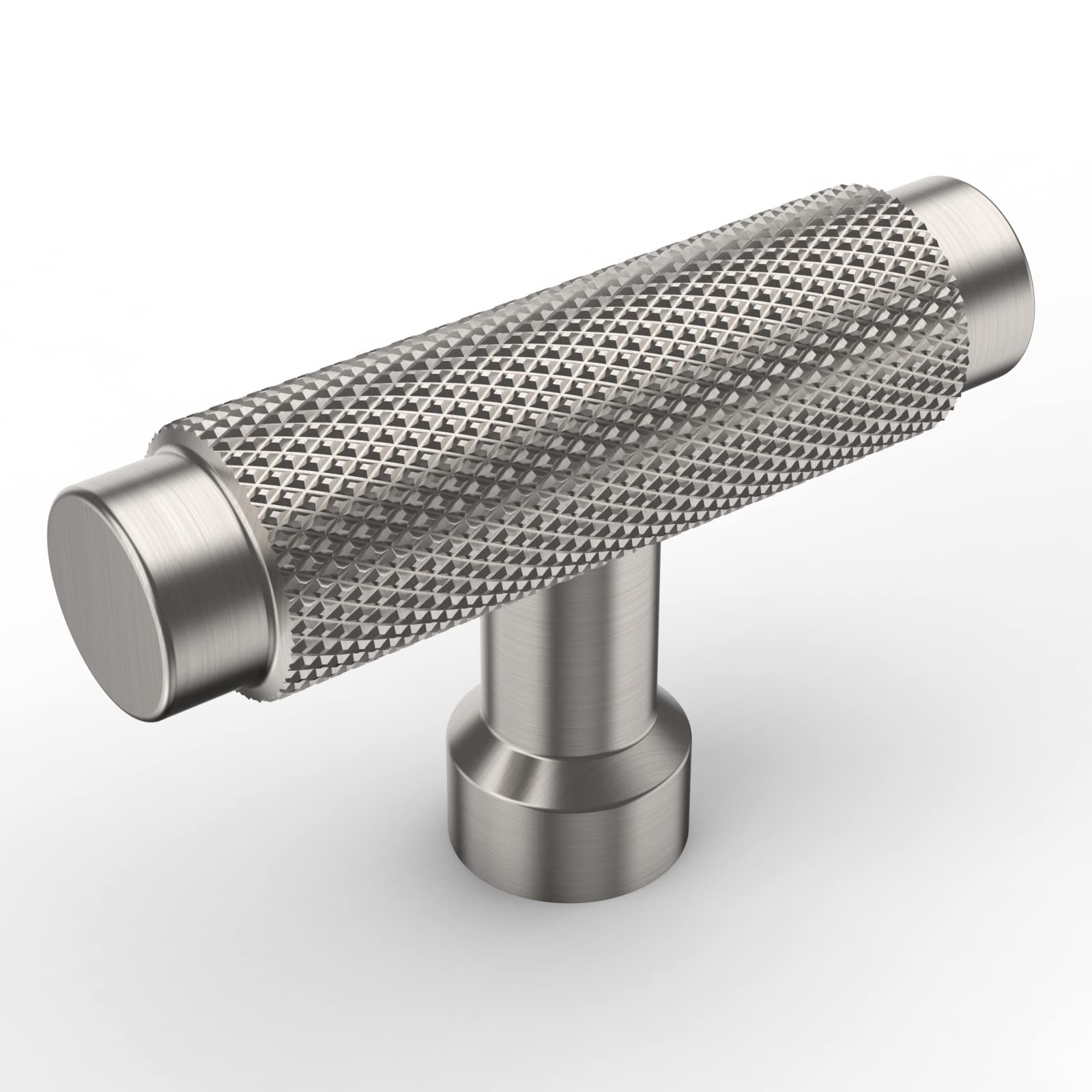 Photo 1 of Amerdeco 10 Pack Brushed Satin Nickel Cabinet Knobs 2 Inch Length Single Hole T Bar Kitchen Cabinet Knob Knurled Cabinet Pulls for Drawer Dresser Cupboard ZH0034