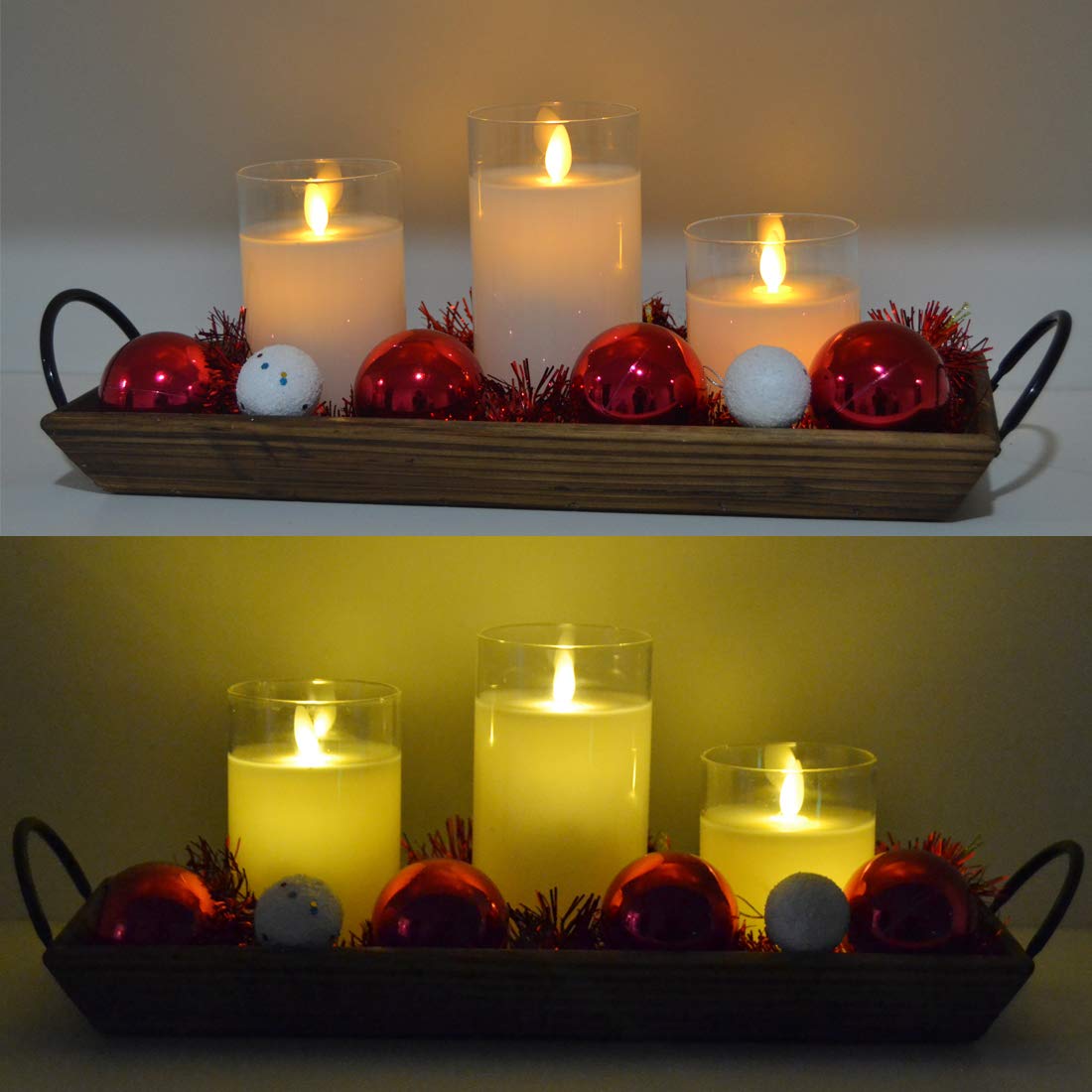 Dining Table Rectangle Decorative Tray For Display Candle Aglary Wood Candle Holder With Metal Handle Wedding Tabletop Accessories Home Kitchen Rayvoltbike Com