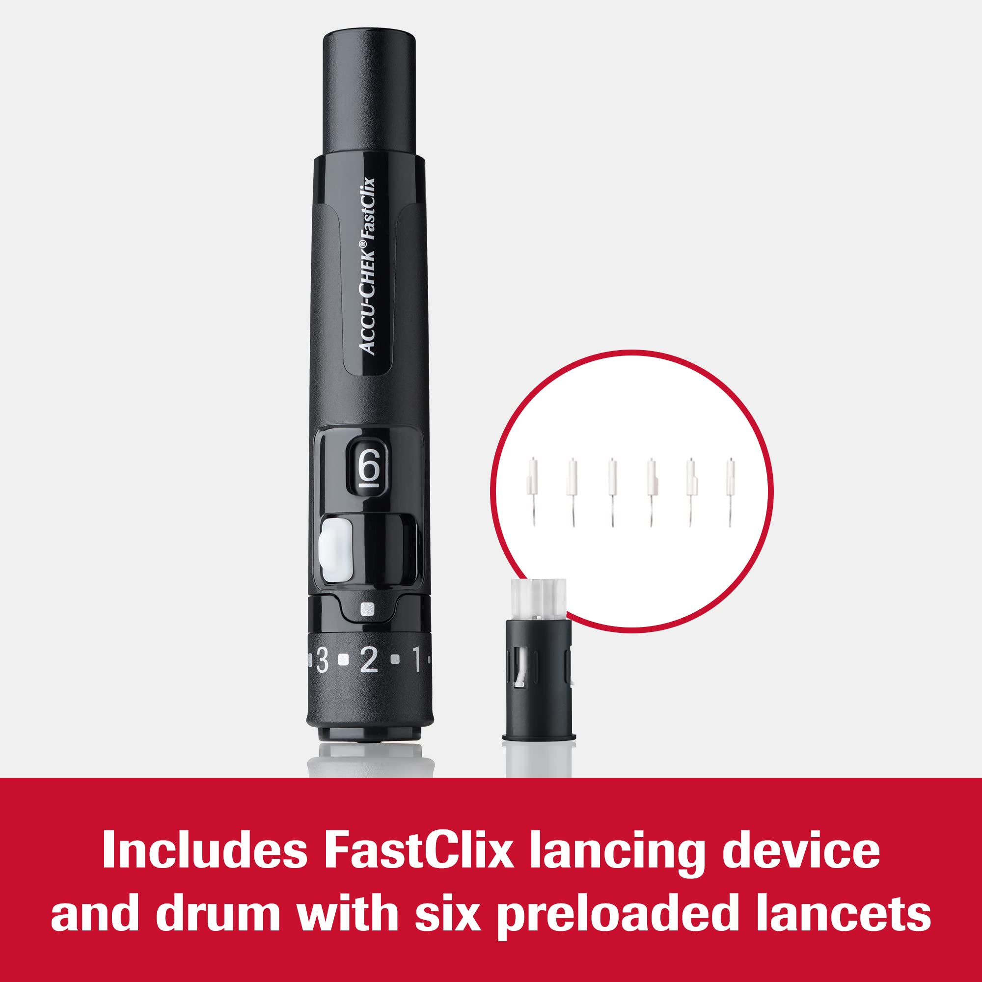 Accu-Chek FastClix Diabetes Lancing Device with 6 FastClix Lancets for Diabetic Blood Glucose Testing (Packaging May Vary)