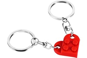 MEYERASCAL Heart Keychain Set for Couples, Brick Heart Keychain for Boyfriend Girlfriend, 2 Pcs Matching Heart Colorful Keychains.