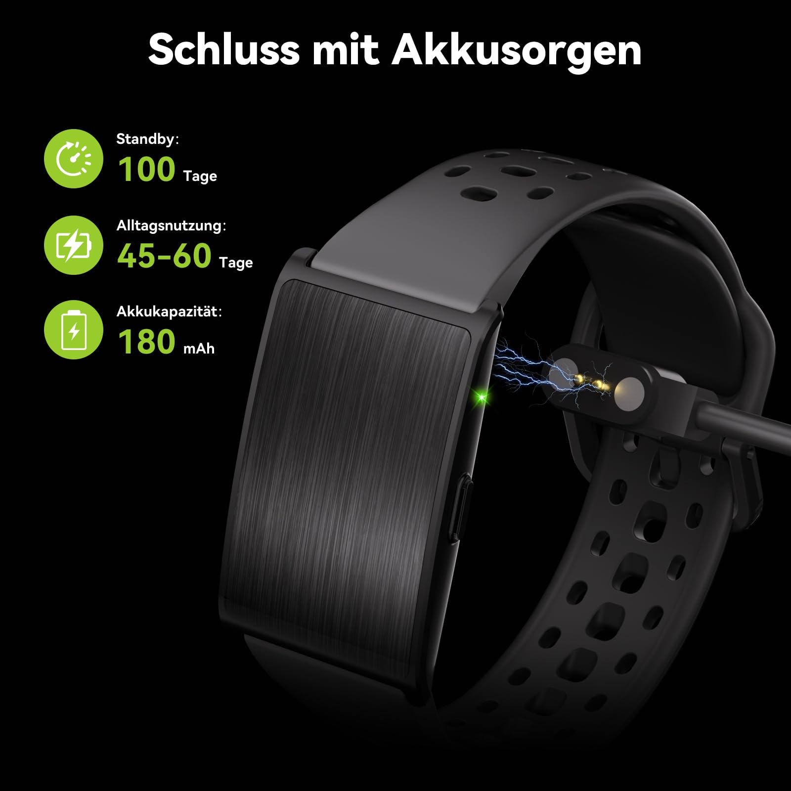 iSo Tech Fitness Tracker Damen Herren ohne Display, Smartband Smartwatch 24/7 Aktivitäts und Schlaftracker mit Herzfrequenz mit KI-Analyse, 60 Tage Akkulaufzeit, 170+ Sportmodi, Kein ABO erforderlich 4