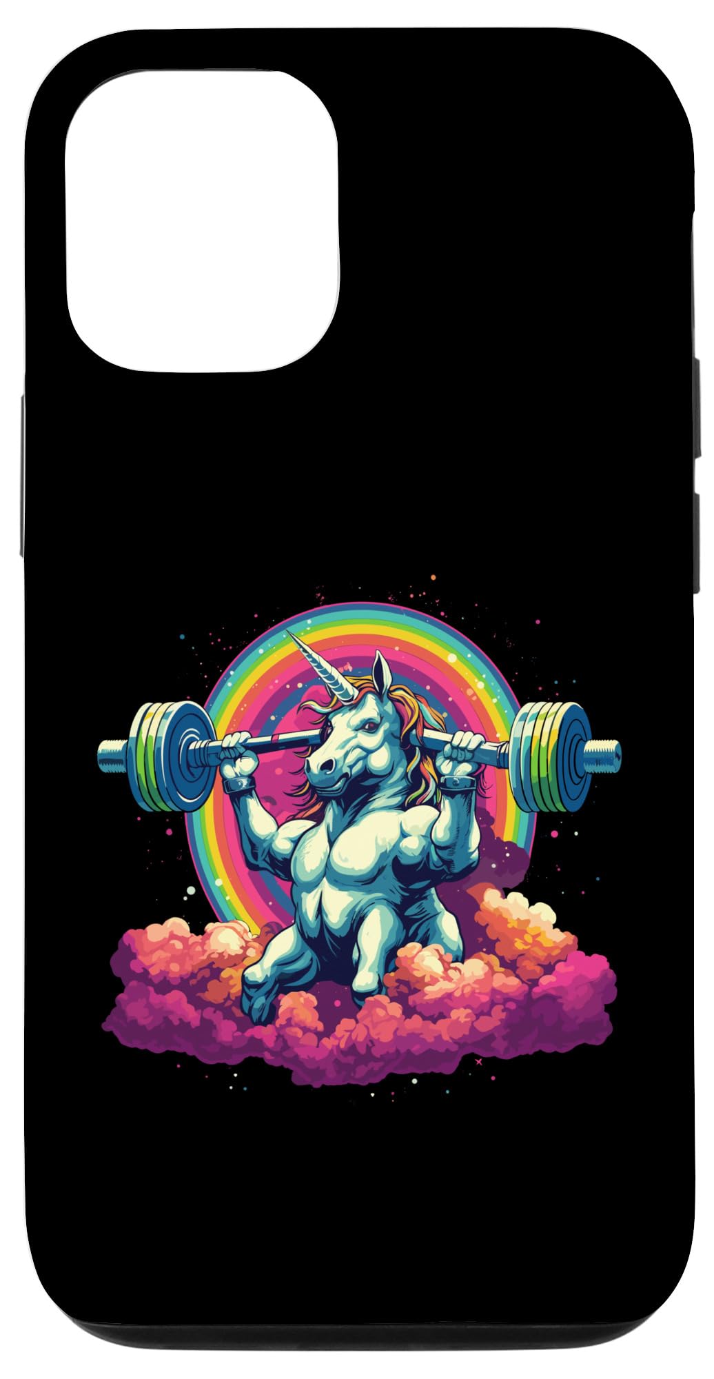 iPhone 15 Weightlifing Barbell, Funny Unicorn Weightlifter Case