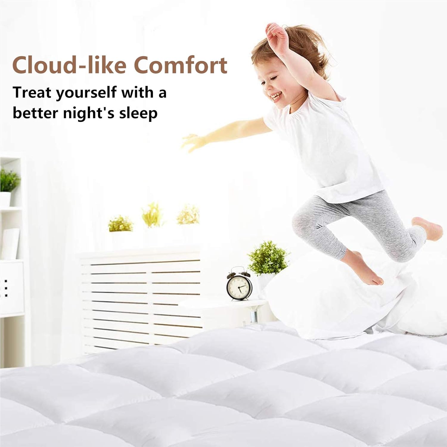 Starcast Sleep Solution Extra Thick Mattress Topper(Queen Size),Cooling Cotton Plush Down Alternative Fill Mattress Pad Cover,Gel Fiber Filled Bed Pillowtop,Fits Mattress Upto 21'' DEEP Pocket: Home & Kitchen