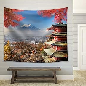 Beautiful Japanese Landscape of Mountain Fuji in Autumn - Fabric Tapestry, Home Decor - 51x60 inches