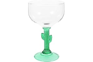 RUNROTOO 400ml Green Cactus Design Margarita Glass Stemmed Wine Goblet Party Drinkware Household Festival Cup