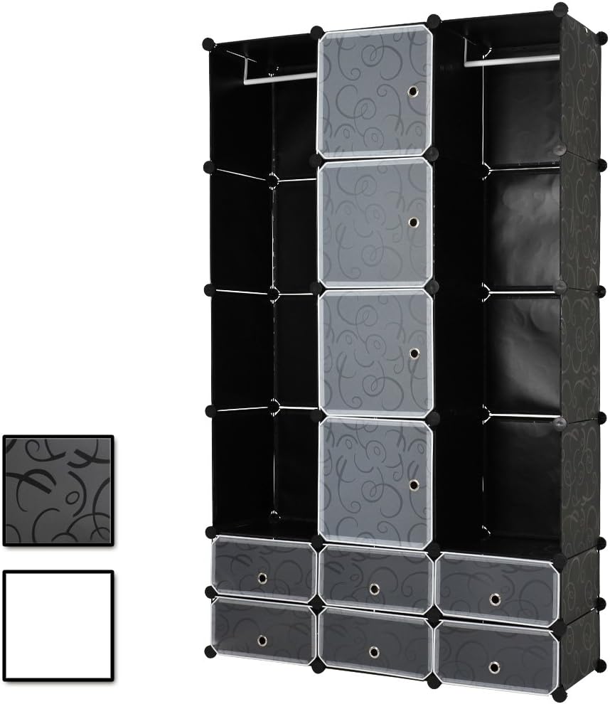 Miadomodo Armoire penderie avec Cubes de Rangement en Plastique