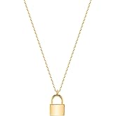 MEVECCO Gold Dainty Initial Necklace Lock Necklace 18K Gold Plated Padlock Necklace Letter Necklaces for Women Minimalist Personalized Jewelry