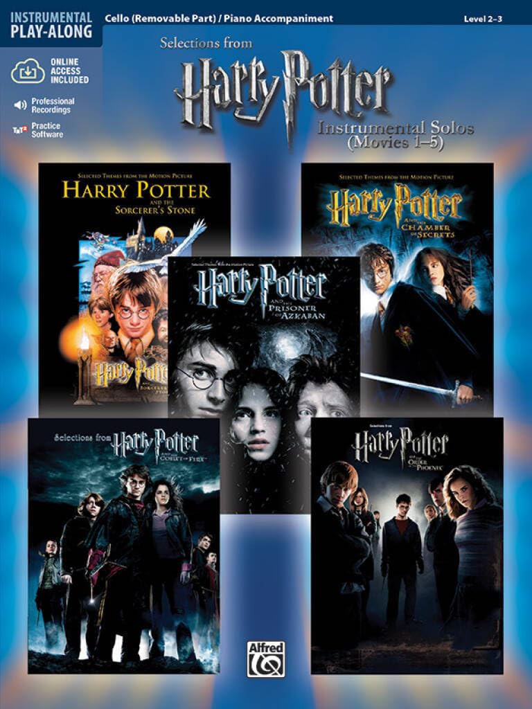 Harry Potter Instrumental Solos for Strings (Movies 1-5), Cello Book & Online Audio/Software, Level 2-3 Cello / Piano Accompaniment(Pop Instrumental Solo Series)