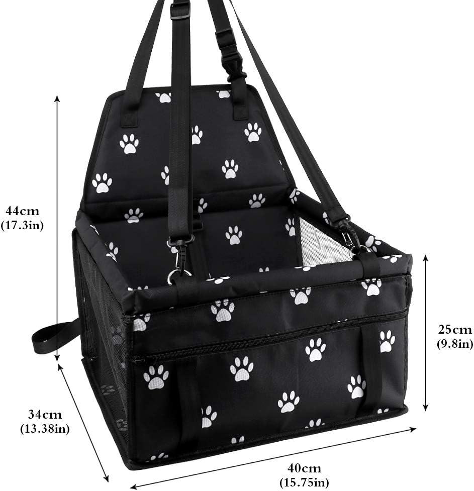Petbobi Pet Reinforce Car Booster Seat for Dog Cat Portable and Breathable Bag with Seat Belt Dog Carrier Safety Stable for Travel Look Out, with Clip on Leash with PVC Tube (Foot) : Pet Supplies