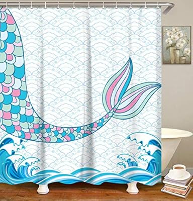 Amazon Com Livilan Mermaid Fabric Shower Curtain Kids Bath