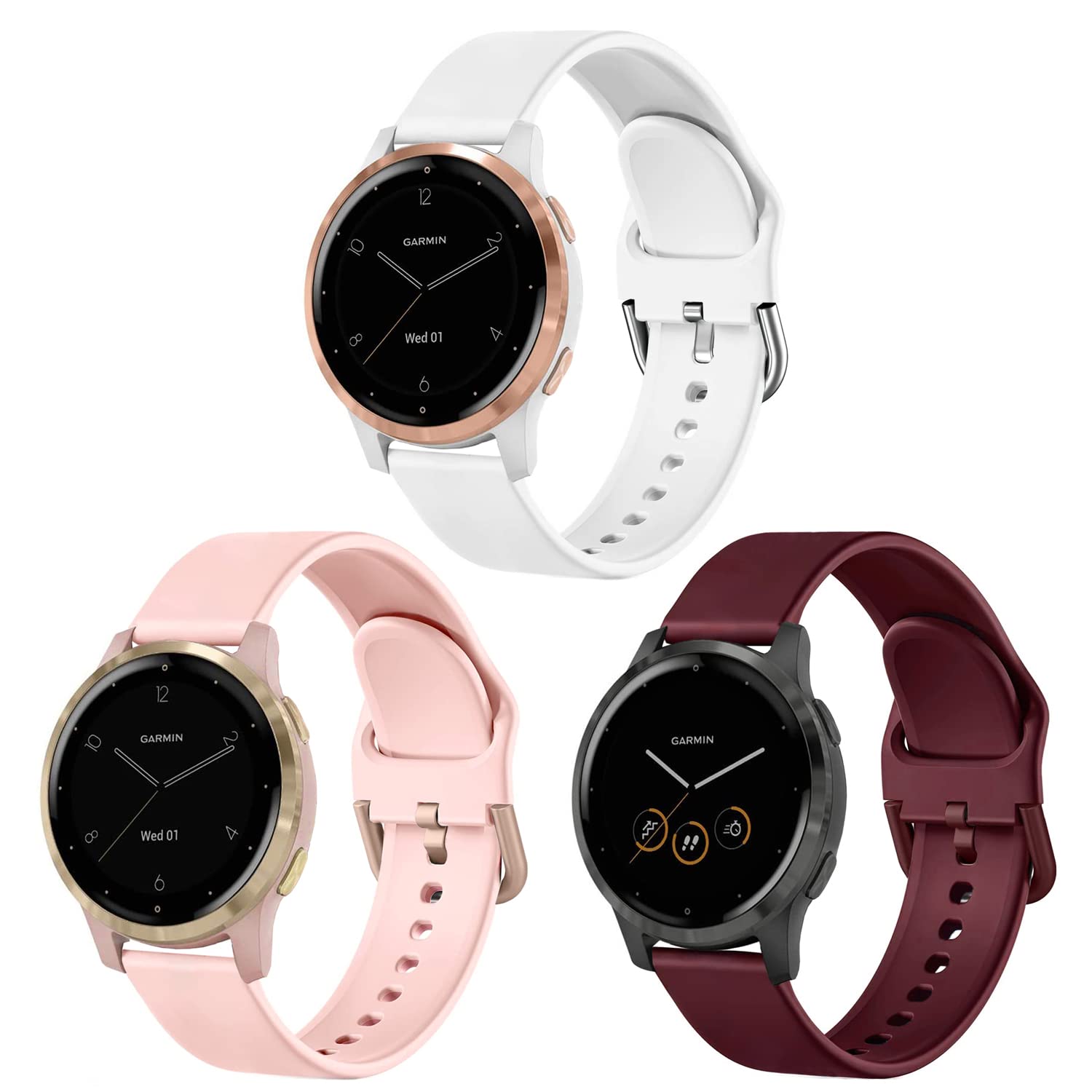 Issinlky band for Garmin Venu 4 41mm/Venu 2S/3S/Vivoactive 4S/Vivomove 3S, 18mm band Soft Silicone strap for Fossil Ladies Gen 6/5E/4/3 — image 1