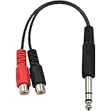 Poyiccot RCA to 1/4 Adapter, RCA Female to 1/4 '' Splitter Cable, 6.35mm 1/4 inch TRS Stereo Jack Male to 2 RCA Female Plug Y
