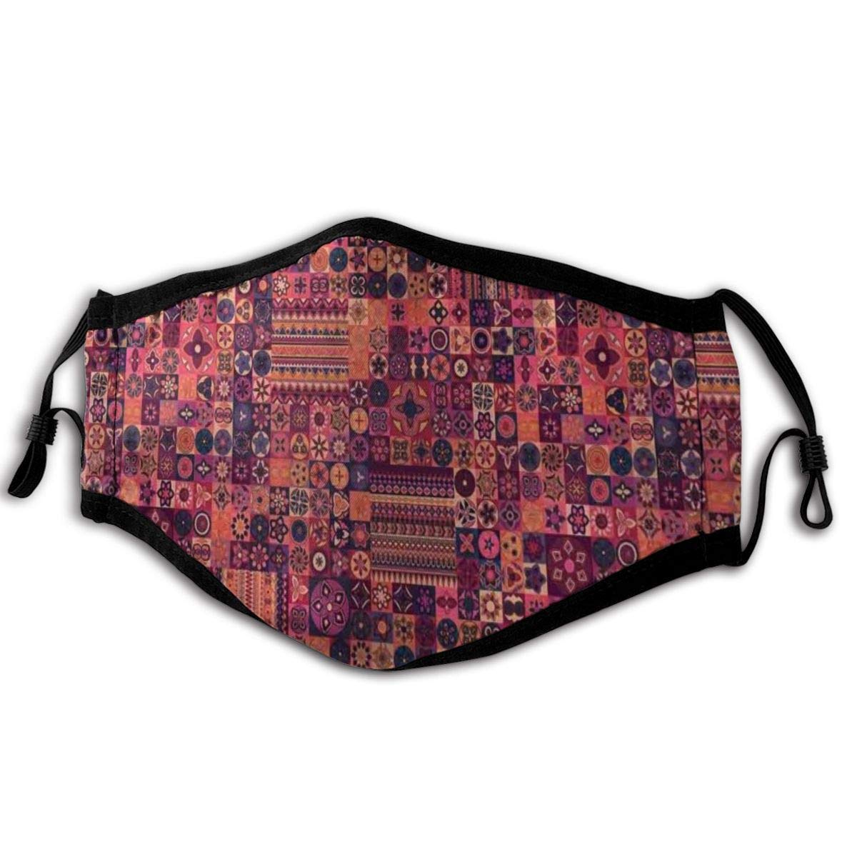 Comfortable Windproof mask,Warm Toned Ethnic Motifs With Flower And Paisley Motifs Middle Eastern Pattern,Printed Facial decorations for adult