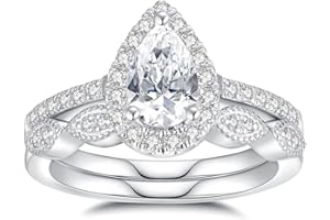 ZHOANLE Moissanite Wedding Ring Set for Women 925 Sterling Silver with 18K White Gold Plated D Color VVS1 Clarity Travel Moissanite Engagement Rings Promise Rings with Certificate