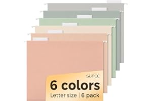 SUNEE Hanging File Folders, 6 Pack Letter Size Hanging File Folders with 1/5-Cut Tabs, Ideal for Home and Office Organization and Papers Classification,Morandi Colors