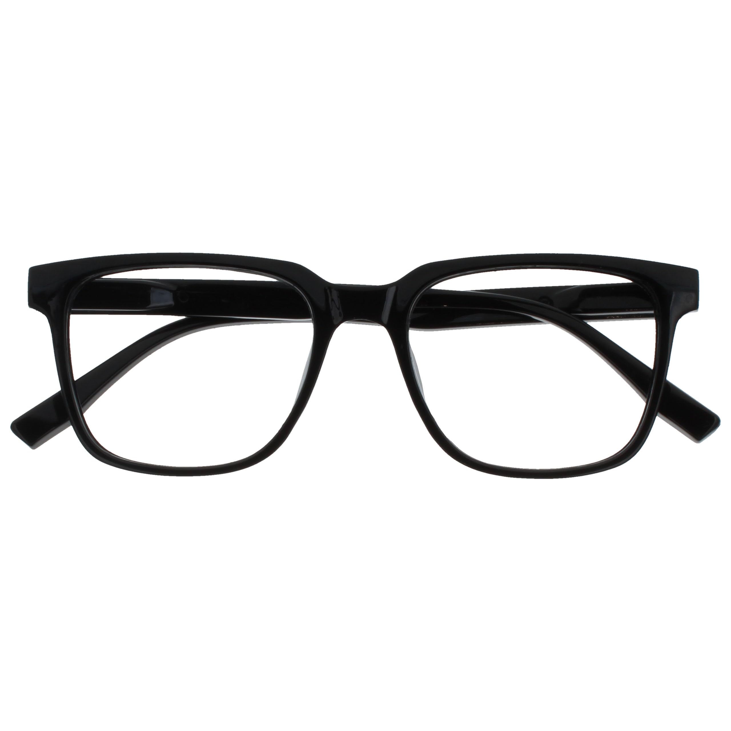 OPULIZE LEO Reading Glasses - Large Rectangular Frame - Black - Mens Womens - Spring Hinges - R55-1 - +3.50