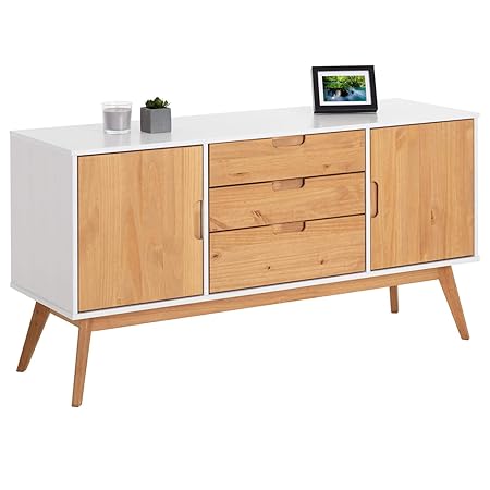 IDIMEX Anrichte Tivoli im skandinavischen Design, Sideboard Kommode im nordischen Stil, aus massiver Kiefer, 2 Türen und 2 Sc