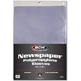 BCW Newspaper Sleeves for 14 x 19 Prints and Documents, Clear, 50 Count | Archival-safe sleeves protect newspapers, prints, and documents from dust and handling in libraries, museums, and archives.